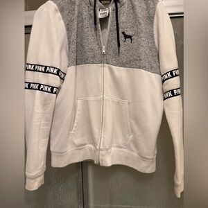 Victoria's Secret PINK Gray and White Hoodie